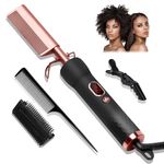 Hot Comb for Wigs Human Hair,14 Temps Straightening Comb,110-240V Electric Hot Comb for Black Women Hair,4X Less Damage Pressing Combs for Black Hair