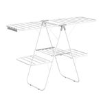 SONGMICS Clothes Drying Rack, Laundry Drying Rack, Free-Standing Drying Rack, White and Gray ULLR053G01