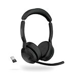 Jabra Evolve2 55 Stereo Wireless Headset - Features Jabra AirComfort Technology, Noise-Cancelling Mics & Active Noise Cancellation - MS Teams Certified, Works with Other Platforms - Black