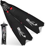 Long Angled-Blade Full Foot Fins, Spearfishing and Freediving Fin Scuba Swim Dive Booster (Black, S:6-7)