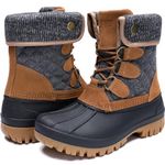 STQ Womens Warm Duck Boots for Women Waterproof Snow Boots Brown/Grey US Size 8