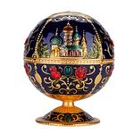 Windproof Ashtray, Portable Mini Ashtray Metal Round Ball Stamped Pattern Ashtray with Lid for Hotel for Family for (Royal Blue Castle)