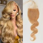 5x5 Blonde Lace Front Closure Human Hair Color 27 Closure Bleached Konts Transparent Lace Closures 10a Swiss Lace Closure Soft Virgin Hair Natural Hairline Free Part 16 Inch