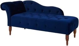 Jennifer Taylor Home, Chaise Lounge, Right Arm Facing, Navy Blue, Velvet, Hand Tufted, Large