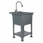 UTILITYSINKS USA-Made Plastic Freestanding 24 in x 24-Inch UtilityTub Heavy Duty Compact Utility Sink Ideal for Workshop, Laundry Room, Garage, Greenhouse, Pet Wash Station (Grey)