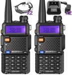 Baofeng UV-5R Ham Radio Long Range UV5R Dual Band Handheld Rechargeable High Power Two Way Radio Walkie Talkies with 1800mAh Li-ion Battery and Earpiece for Hunting Survival Gear,2 Pack