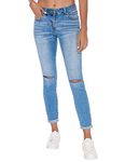 Resfeber Women's Ripped Boyfriend Jeans Stretch Distressed Jeans Capri Mom Jean with Hole