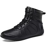 DWZRG Men's Women's Wrestling Boxing Shoes Non-Slip Breathable High Traction Combat Boxing Wrestling Training Sneakers, Black, 11.5 Women/9.5 Men