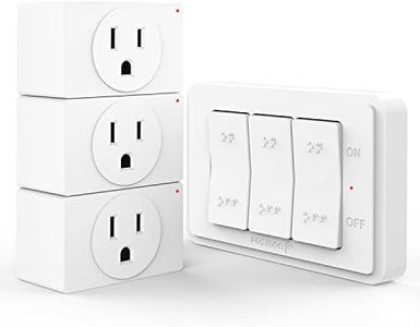 Fosmon Remote Control Outlet Plug Indoor, Wireless Remote Light Switch, No Interference, Battery Operated Outlet Plug with Remote Braille On/Off Mark, 15A/1875W, No Wiring & Expandable- 3 Pack