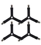 Bed Sheet Fasteners - 4 PCS Adjustable Triangle Elastic Suspenders Gripper Holder Straps Clip for Bed Sheets, Mattress Covers, Sofa Cushion (Black)