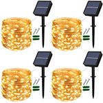 Lezonic Solar Fairy Lights, 4Pack Each 12M/40Ft 120 LED Solar String Lights Outdoor, 8 Modes Waterproof Copper Wire Garden Lights for Home Trees Patio Yard Fence Wedding Party Decorations (Warm White)