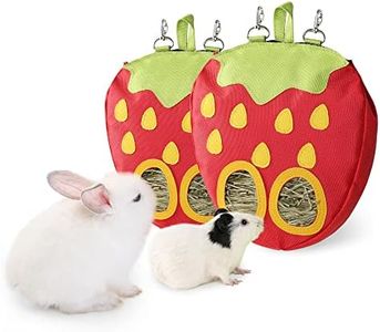 JanYoo Bunny Supplies Food Storage Hay Rack Feeder Rabbit Bag Hanging Manger for Guinea Pigs Chinchilla Gerbils Ferrets