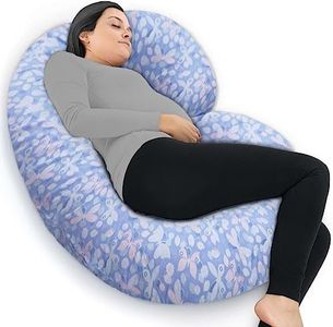 COOZLY C Shaped Pregnancy Pillow | Maternity Pillow|100% Cotton Removable Covers | Premium PregnoCare Fibres | Pregnancy Sleeping Pillow (03 Super Premium, ButterflyGrey)