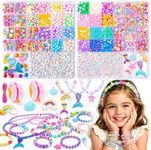 MiuCo Gifts for Girls Age 4+, Makes 35+ Bracelets, Necklaces, Jewellery Making Kit for Kids, Beads and Charms Set with Hair Accessories, Arts and Crafts Toys for Girls 5 6 7 8 9 10 Years Brand