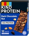 KIND Protein Bars, Gluten Free Snack Bars, Dark Chocolate Nut, High Fibre, Healthy Snack, Source of Protein, No Artificial Colours, Flavours or Preservatives, Multipack 12 x 50g
