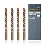 POWERTEC QDB2011 Cobalt Drill Bit 3/8-Inch | 135 Degree Drill Bit Set - 4 Pack