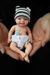 Miaio Reborn Baby Doll 7 Inch Silicone Mini Realistic Newborn Dolls Full Body Stress Relief for Adults Hand Made with Feeding & Bathing Accessories(1 Doll+2 Sets Clothes)