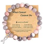 ZLLOO Breast Cancer Bracelets Natural Stone Bead Ribbon Inspirational Awareness Bracelets Encouragement Handmade Gifts for Women Girls Best Friend Sister, 7.2, Stone, natural stone