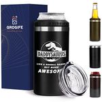 Grogife Dad Gifts from Daughter Son, Best Daddy Fathers Day Presents, Daddysaurus 2 in 1 Travel Mug for Hot & Cold Drinks, Funny Dad Birthday Gifts Ideas for Step Dad, Grandad, Men, Papa