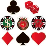 40 Pieces Versatile Casino Party Cutouts Las Vegas Casino Poker Themed Birthday Party Decoration Cutouts with Glue Dots for Bulletin Board Casino Party, 5.9 x 5.9 Inches