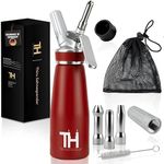 Thiru Cream Dispenser with Toolbox - Note "Very Good" - Test for 100 Days - Cream Syphon with eBook and 3 Stainless Steel Nozzles - Cream Syphon for Whipped Cream, Espuma & Hot Food (Red)