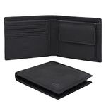 deLausier La Première | Handmade Slim Mens Wallet in Fine Leather, with RFID Blocking, Coin Pocket and 7 Credit Card Holder Slots, in Wooden Gift Box (Black)