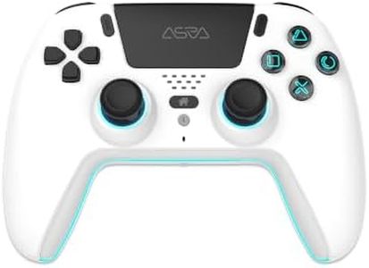 ASRVA White Wireless Pro Controller for PS5, Hall Effect Joystick No Drift, 2 Back Paddles, Macro, Gyro, 1000mAh, RGB, Compatible with PS5/Pro/Slim/PC/iOS/Android