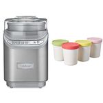 Cuisinart ICE-70C Gelato, Ice Cream and Sorbet Maker, Silver & Tovolo Tight-Fitting, Easy Stacking, Mini Sweet Treat Ice Cream Tubs, 6 Ounce - Set of 4