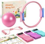 Pilates Ring Equipment Kit at Home, Resistance Bands and Exercise Ball for Women Workout Set, Pilates Rings 14 Inch Yoga Magic Circle Working Out, Pilates Equipment Essentials Kit Accessories