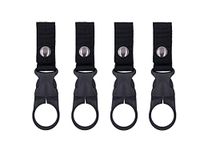 4PCS Bottle Buckle Clip Hanging Buckle Portable Water Bottle Ring Holder Keychain Mineral Water Bottle Clip For Backpack Belt Nylon Webbing Strap For Outdoor Tactical Camping Hiking (Black)