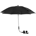 Baby Stroller Parasol, Baby Strollers Umbrella with Clamp, 360°Adjustable Baby Pram Umbrella, Waterproof Sun Protection Sun Shade for Pushchair Strollers Beach Chair (75cm, Black)