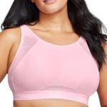 Glamorise Women's Plus Size No-Sweat Mesh Sports Bra Wirefree #1068, Pink, 38G