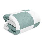 LINENWALAS Premium All Season, Microfiber-Warm Bamboo Patch Duvet, AC Comforter and AC Blanket, Heavy Blanket, Quilt Special for Winters (White and Aqua, Double 90x100 inch)