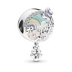 FGT Rainbow Flower Purple Butterfly Floral Clear CZ Sterling Silver Charm for Bracelets Necklaces Pendants Gift for Women Girls Best Friend Mum Daughter Wife Family Birthday Mothers Day Valentine