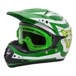 Zorax ZOR-X17 Green M (51-52cm) Children Kids Motocross Helmet ATV Quad Bike Helmet ECE 2206 & Goggles