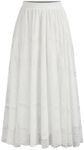 CIDER High Waisted Lace Skirt Floral & Butterfly Ruffle Maxi Skirt 2024 Trendy Western Outfits: White, XL