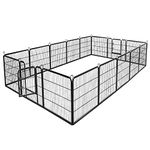 Safstar 16 Panels Metal Dog Playpen, 40" Height Dog Fence Exercise Pen with Doors for Large Medium Small Dogs Rabbits Cats, Foldable Pet Puppy Playpen for Indoor & Outdoor RV, Camping, Yard (Black)