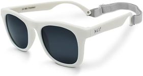 Jan & Jul Toddler Girl Boy Sunglasses with Strap, Polarized UV400 Protection (S: 6 Months-2 Years, White)