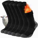 Cirorld Mens Merino Wool Thermal Hiking Socks, Full Cushioned Thick Warm Winter Crew Walking Socks Men Women for Work Outdoor Sports Running Boot 3 Pairs