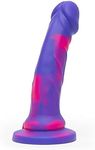 Lovehoney Lifelike Lover Luxe Realistic Dildo - 7 Inch Suction Cup Dildo for Women - Multicoloured Silicone Dildo - Harness Compatible Strap On Dildo - Adult Sex Toy - Waterproof - Purple