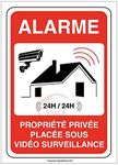 AUA SIGNALETIQUE - Autocollant propriété privée sous Alarme vidéo Surveillance 24H /24-210x300 mm, Vinyl adhésif