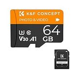 K&F Concept 64GB Ultra microSDXC UHS-I Memory Card with Adapter - Up to 95MB/s, C10, U3, V30, Full HD, A1, MicroSD Card for Smartphones, Tablets, Cameras