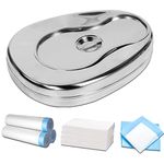 Stainless Steel Bed Pans for Elderly Females and Men - Bed Pan Set with 45 Disposable Liners and Super Absorbent Pads - Bedpan with Lid for Bedridden Patients Women Home Hospital…