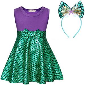 HenzWorld Princess Mermaid Costume Dress up Clothes for Little Girls Kids Halloween Costume Role Play Fancy Party Birthday Outfit 4t 3-4 Years