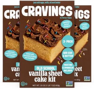 Cravings by Chrissy Teigen Vanilla Cake Mix & Vanilla Cupcake Mix - Includes Milk Chocolate Frosting & Sprinkles - Easy Yellow Cake & Cupcake Mix for Birthday Cake (Pack of 3)