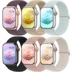 Higgs 6 Pack Solo Loop Braided Strap Compatible with Apple Watch Straps 10 41mm 45mm 49mm 44mm 40mm 42mm 38mm 46mm for Men Women,Nylon Elastic Strap for iWatch Ultra 2,Series 9 8 7 6 5 4 3 2 1 SE