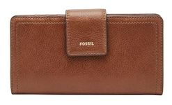 Fossil Wallet for Women Logan, Leather/Polyurethane Trim Tab Clutch brown 17.1 cm L x 1.9 cm W x 8.9 cm H SL7830200