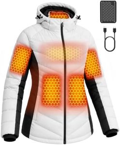 Wulcea Women Heated Puffer Jacket Winter Coat Battery Pack Included Rechargeable 12v Electric USB Self Warming Down Work Sweater Sweatshirt Vest Hoodies Clothing Apparel Pants Gloves Socks Hat