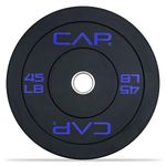 CAP Barbell 45 lb Economy Olympic 2-Inch Bumper Plate with Blue Logo – Single | Black