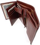 VISCONTI - Men's Large Trifold Leather Wallet - RFID Protected - 11 Credit Card Slots, Note Section & Coin Pocket - Gift Boxed - MZ3 Milan - Brown